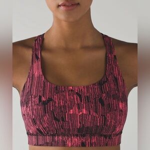 Womens Lululemon Energy Bra ‘Down Pour Electric Coral Black’ Size 6
